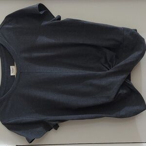 UpWest Charcoal Cap Sleeve Twist Knot Cropped Tee L